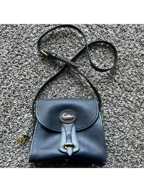 Dooney & Bourke Handbags - Rare Vintage Navy Blue Dooney & Bourke All-Weather Leather Essex Crossbody Bag